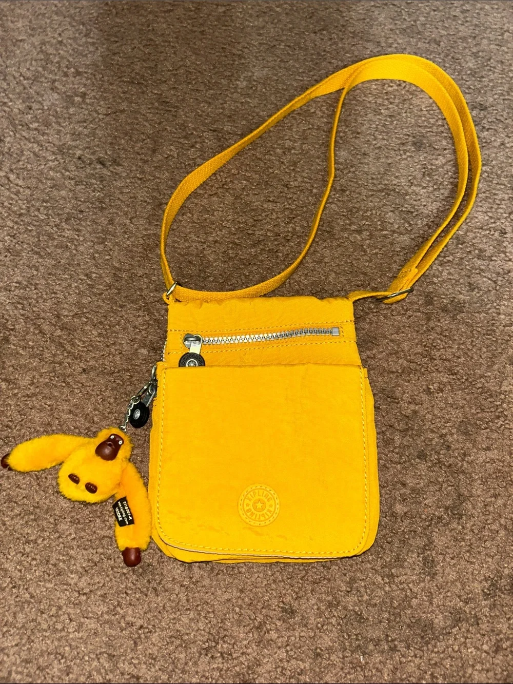 Kipling Yellow Crossbody with Monkey Charm
